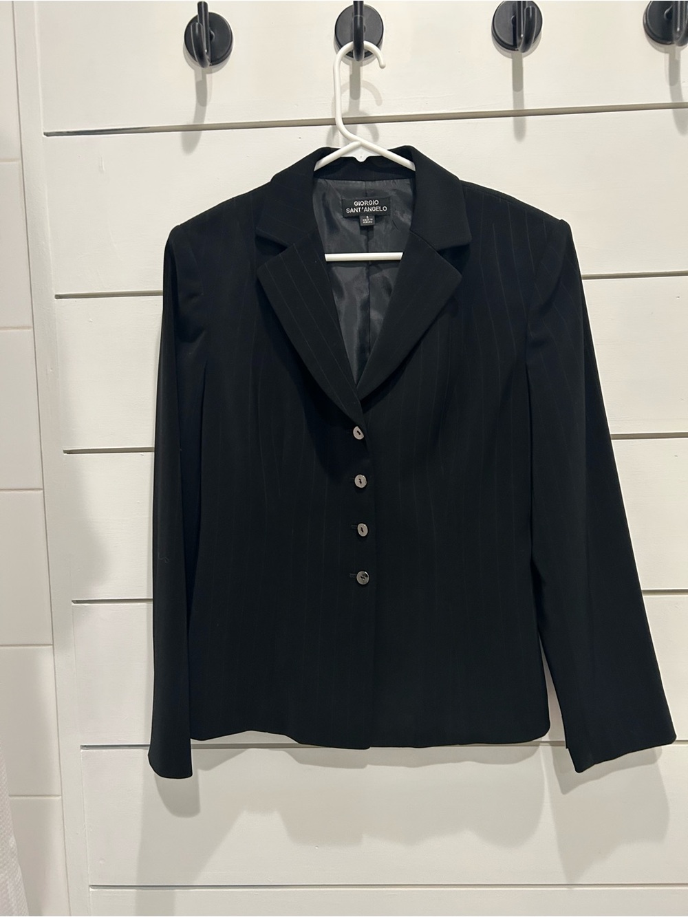 Giorgio Sant’Angelo Black Pinstripe Size 8 | 4 Button Tailored Blazer